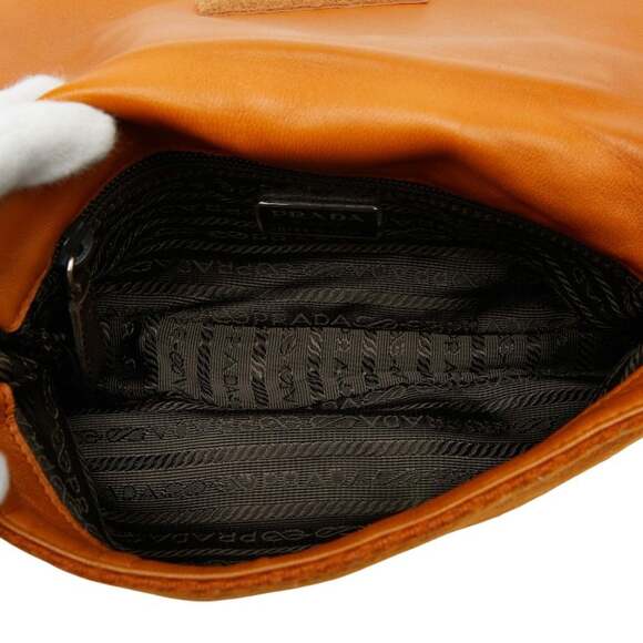 Prada One-Shoulder Bag B9475 Brown Wool and Porcelain Leather Women's PRADA - Picture 8 of 11